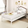 thumbnail image 1 of Gymax Lit pour Enfants Format Simple Lit Plateforme en Bois Massif avec Rangement sous le Lit et Cube de Rangement Blanc, 1 of 1