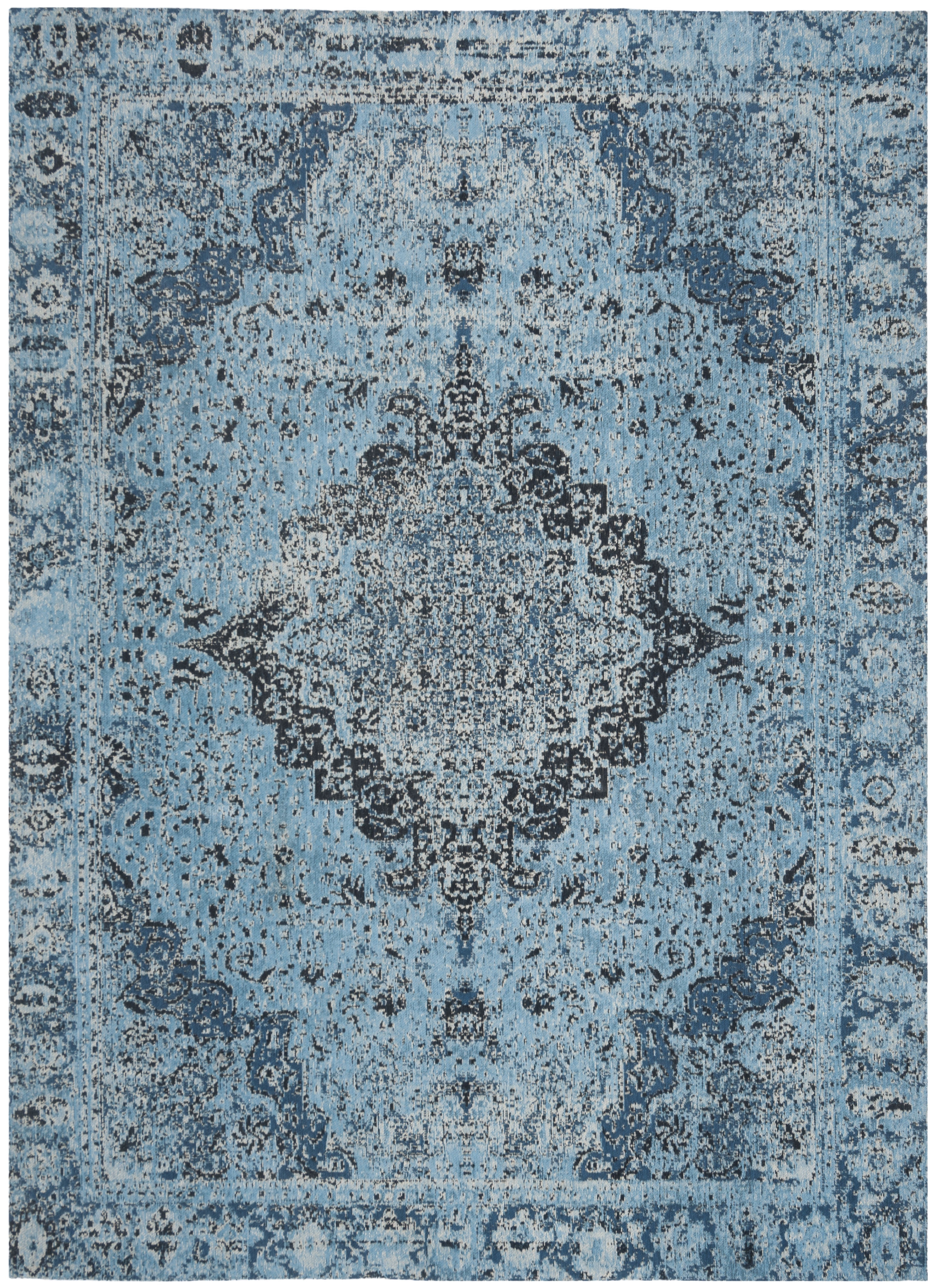 SAFAVIEH Classic Vintage Tris Floral Bordered Polyester Area Rug, Blue, 4' x 6'