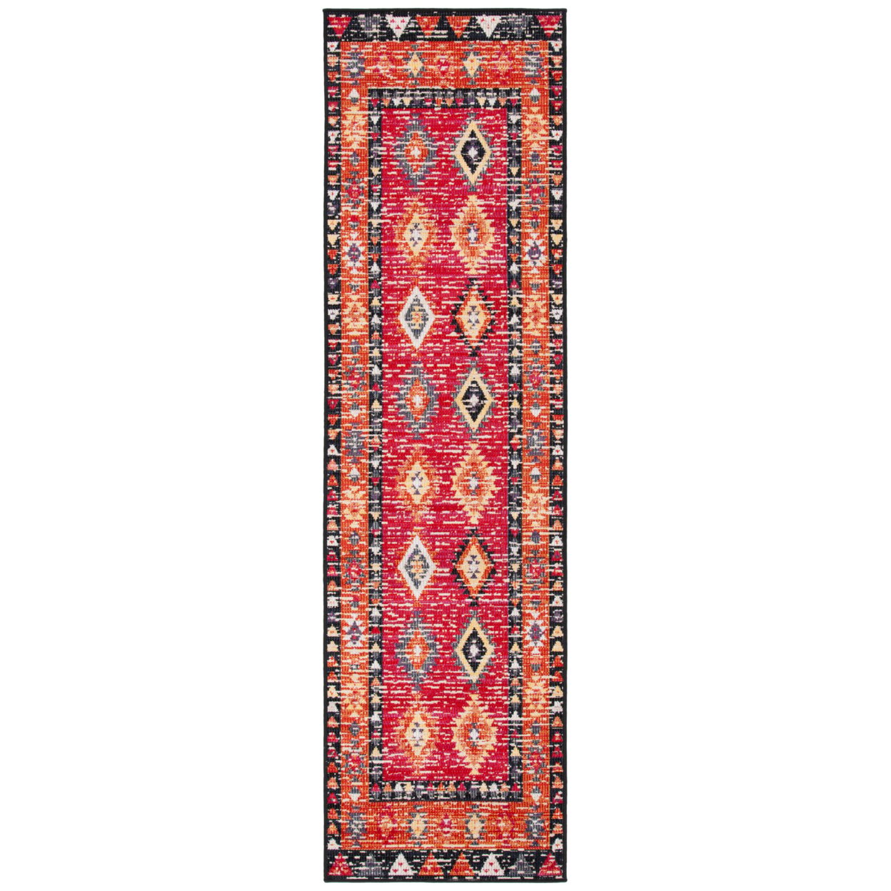 SAFAVIEH Montage Andreas Geometric Indoor/Outdoor Area Rug, Red/Black, 6'7" x 6'7" Round