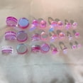 thumbnail image 5 of Pink Glass Ear Plugs Tunnels for Women Men Double Flared Saddle Ears Gauge Plug Stretcher Expander Piercing Body Jewelry Gifts, 5 of 6