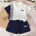 thumbnail image 2 of GXWEA Baby Boy Outfits Baby Boys Dinosaur Print Shorts Set Cute Preppy Outfit(6-9 Months,Grey), 2 of 7