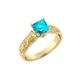 thumbnail image 2 of 14K Yellow Gold 1.06 ctw Aquamarine Ring with Diamonds Filigree Cathedral Princess, 2 of 7
