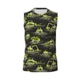 thumbnail image 6 of Lsque Light Green Excavator Print Men's Cotton Blend Sleeveless Muscle Shirts (S-3XL)- Moisture Wicking, Odor Protection, UPF 30+,XX-Large, 6 of 8