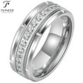 thumbnail image 3 of Tioneer Tungsten Wedding Band w/ 15 Cubic Zirconia in Silver Tioneer Black Gold Tioneer 8mm Ring, 3 of 4