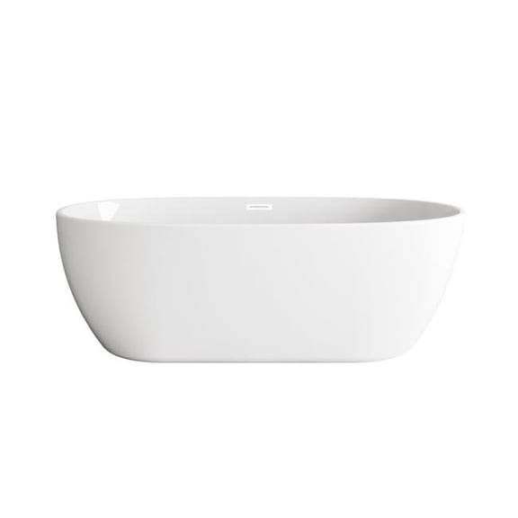 Elegant Kitchen & Bath BT10770GW-WHT 77 in. Soaking Bathtub, Glossy White with Polished White Trim
