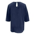 thumbnail image 5 of Women Blouses Boating Workout Shirts Long Sleeve Misses Long Sleeve Tees Womens plus Size Tops 3/ 4 Tunic Tops for Women Shirt Fitted Silk plus Size Camisoles Navy 2XL, 5 of 5