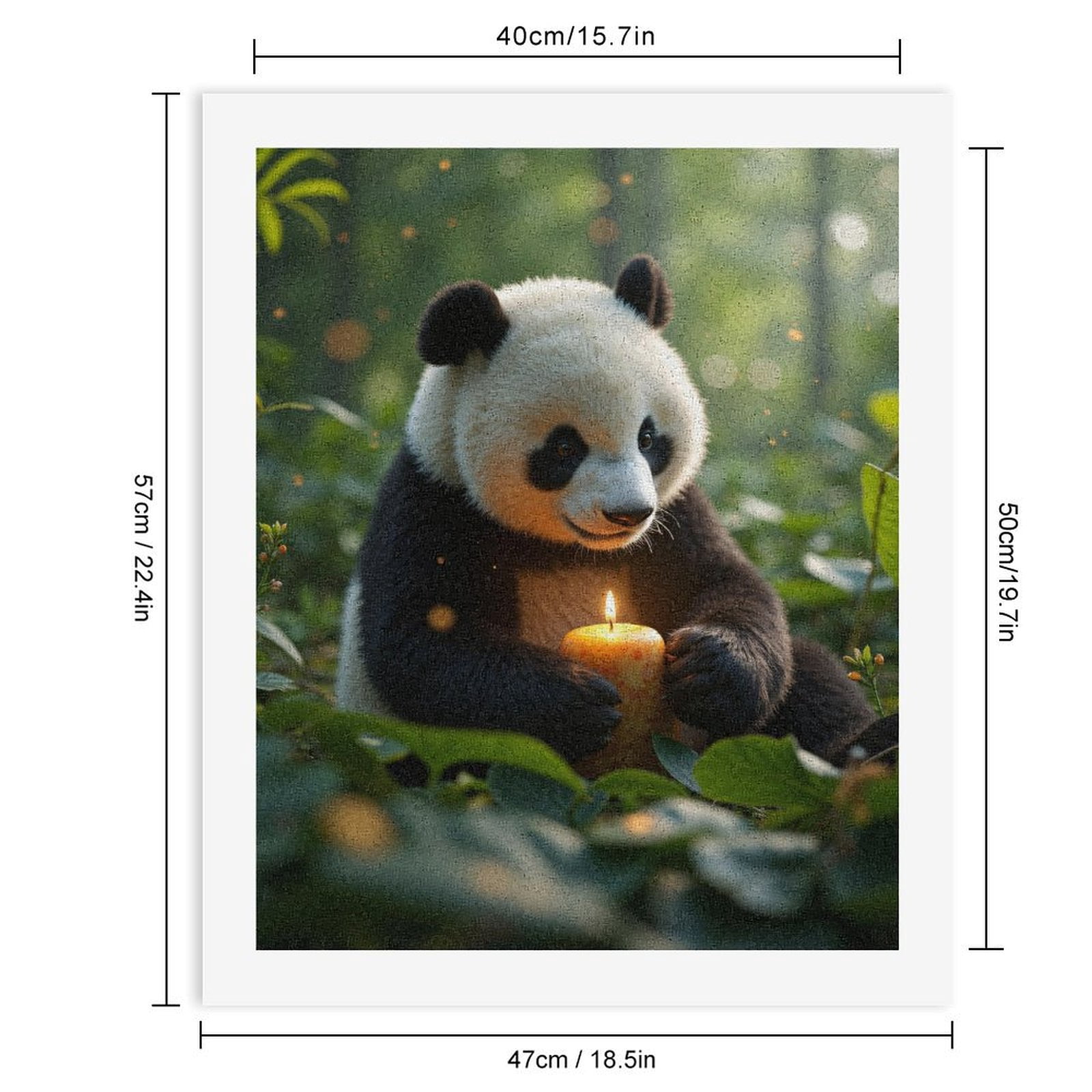 Paint By Numbers Kit for Adults Beginner - DIY Panda Holding Candle In Forest Canvas Painting Kits for Adults, Frameless Paint By Number for Adults for Home Wall Decor 16x20 Inch