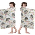 thumbnail image 4 of Cute Hedgehog and Mushroom Hooded Bath Towel，60"x35" for Ages 3 To 12 Kids, Quick Dry Lightweight Soft Microfiber Hood Beach Towel Cover Up for Kids, 4 of 7