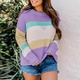 thumbnail image 2 of asdoklhq Womens Plus Size Clearance,Stripes Patchrk Long Sleeves Casual Sweater Blouse Tops, 2 of 9