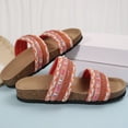 thumbnail image 5 of Modisza Summer Flat Sandals for Women Knitted Strap Comfortable Walking Slides Cork Footbed Beach Vacation Slippers Shoes Orange size 9.5, 5 of 7