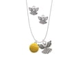 thumbnail image 2 of Delight Jewelry Silvertone Large Tennis Ball Silver tone Guardian Angel Charm Necklace and Stud Earrings, 2 of 4