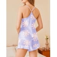 thumbnail image 3 of Ekouaer Satin Pajama Set for Women 2 Piece Camisole Top and Shorts Silk Lingerie with Ruffle Floral Nightwear, 3 of 6