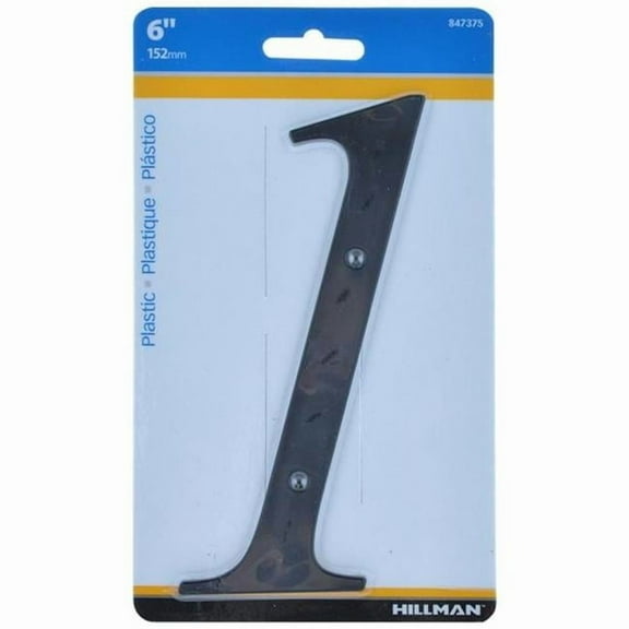 Hillman Group RSC 5028728 6 in. Number 1 Reflective Plastic Nail-On House Number, Black - Pack of 3