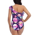 thumbnail image 5 of Sikiie Skull mushroom colorful cute Print Women One Piece Swimsuits Tummy Control One Shoulder Bathing Suits Ruffle Swimwear, From S to XXL-Medium, 5 of 6