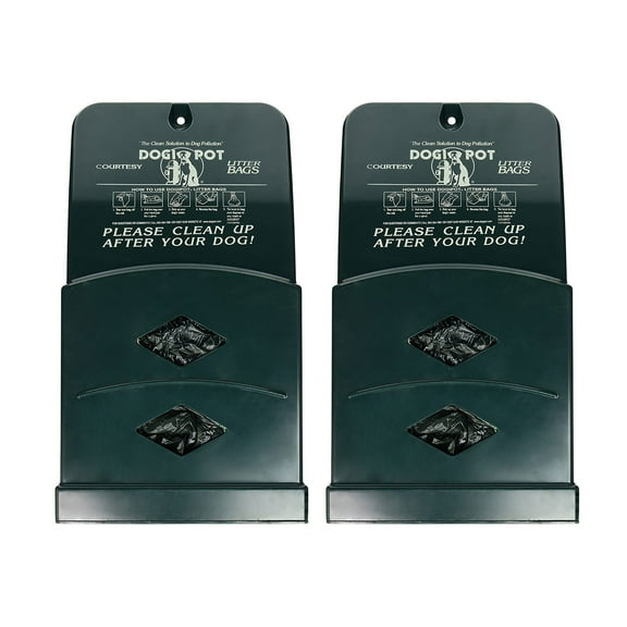 Dogipot Polyethylene Jr Bag Dispenser w/ 400 Bag Capacity, Green (2 Pack)