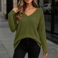 thumbnail image 3 of Bnwani Plus Size Blouses for Women Waffle Pattern Loose Shirts Long Sleeve V-Neck Pullover Tops Elegant Army Green L, 3 of 9
