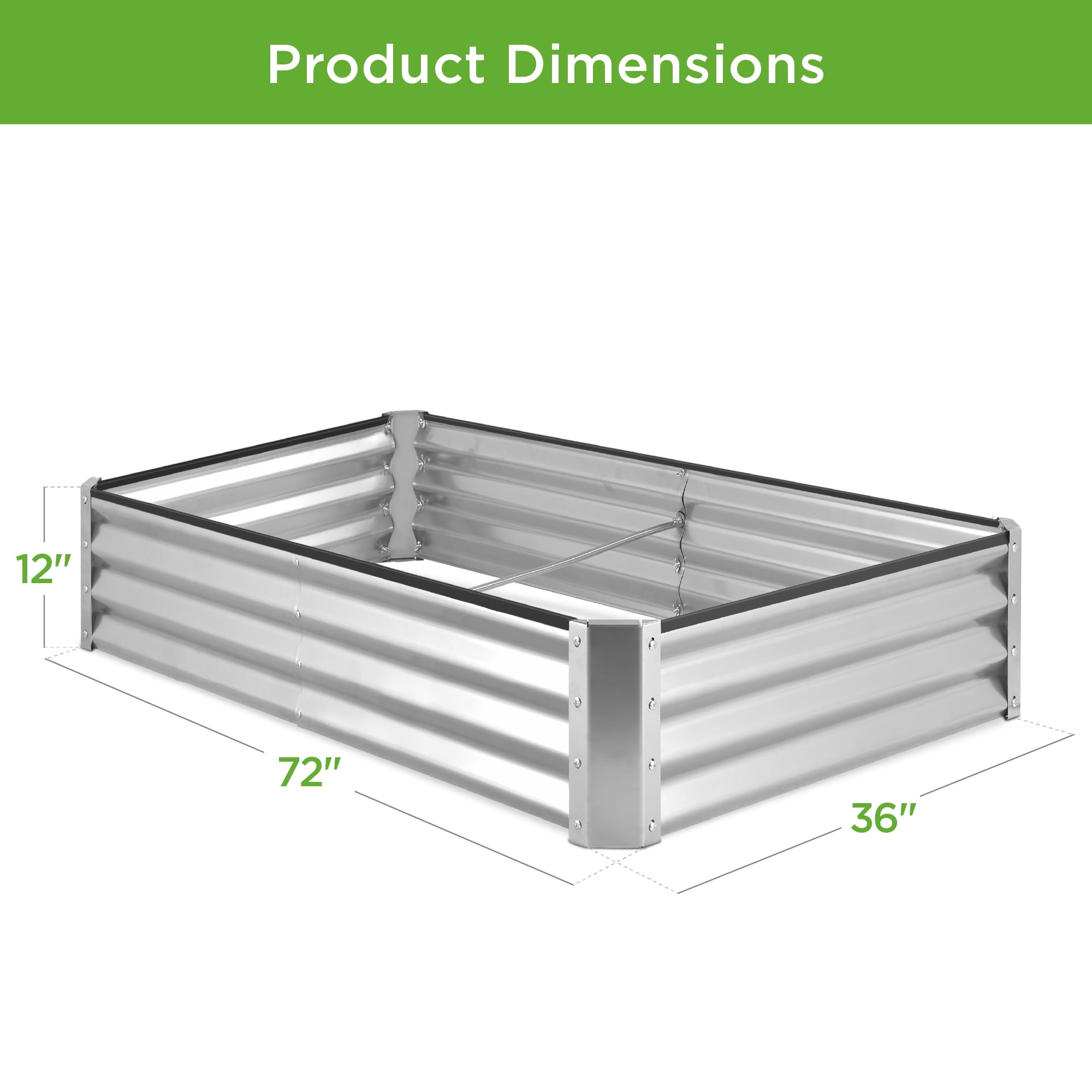 Best Choice Products 6x3x1ft Outdoor Metal Raised Garden Bed for Vegetables, Flowers, Herbs, Plants - Silver