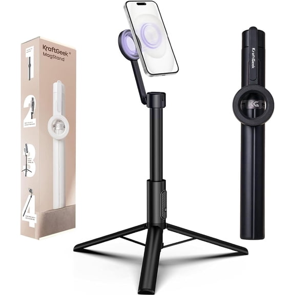 Magnetic Selfie Stick & Tripod for iPhone, 64' Phone Stand with Remote for Cell Phone iPhone 16 Pro Max