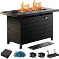 thumbnail image 3 of Philergo 43" Propane Fire Pits for Outside 60,000 BTU Gas Fire Pit Table for Outside with Lid , Glass Beads, Cup Holders, Hanging Shelf & Nylon Cover, Rectangle, 3 of 12