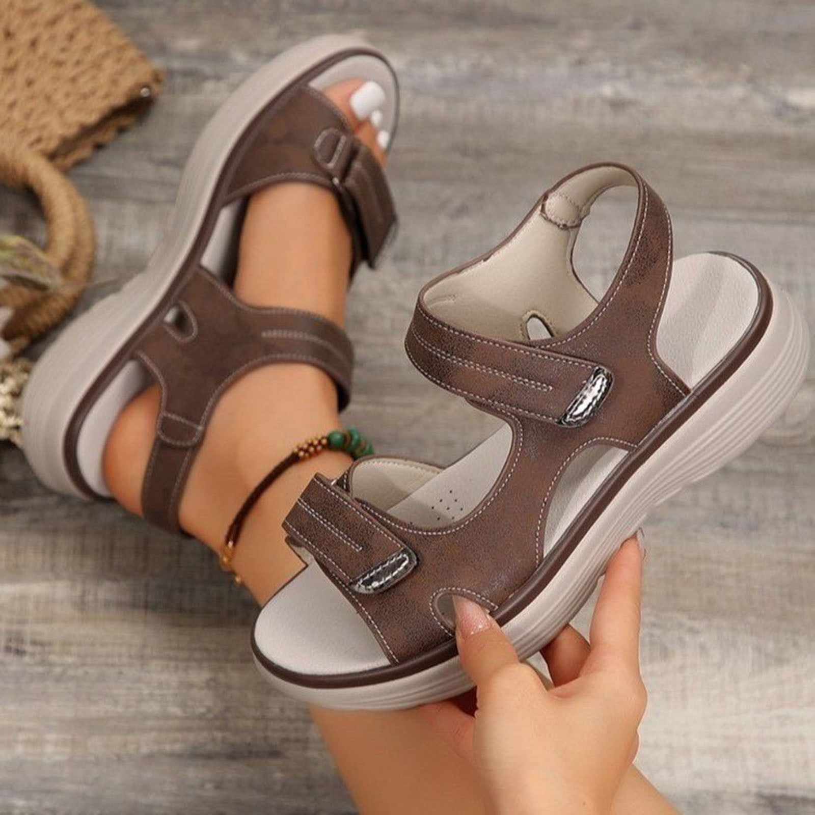 Sandales Compensées Femme Confortables - Semelle Orthopédique Respirante - Idéales Pour La Marche Et Les Vacances - Taille 37 à 42