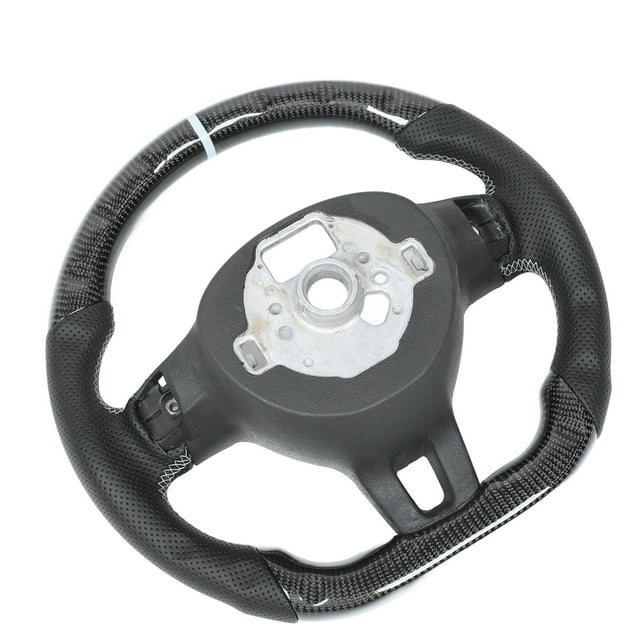 Carbon Fiber Racing Steering Wheel, Excellent Grip D Shaped Steering Wheel with Finger Ridges for MK5 6R GTI 2009-2013
