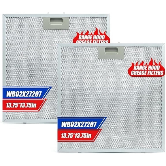 Aniceparthy New 2PCS WB02X27207 Range Hood Grease Filters,Vent Hood Grease Filter Compatible with GE Extractor Hood JVX5300BJ1TS JVX5300DJ1BB JVX5300DJ1WW Replace 4463981 AP6039217 PS11771771