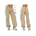 thumbnail image 6 of Liacowi Women Juniors Low Waist Baggy Cargo Pants Wide Leg Track Pants Casual Sweatpants Punk Loose Jogger Trousers, 6 of 8