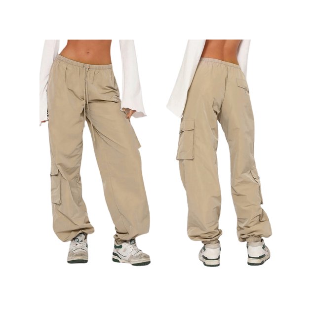 TRKIYQC Pantalones Cargo Largos de Pierna Ancha para Mujer con Bolsillos Múltiples, Pantalones de Jogging con Cordón Ajustable en la Cintura Elástica TRKIYQC moda