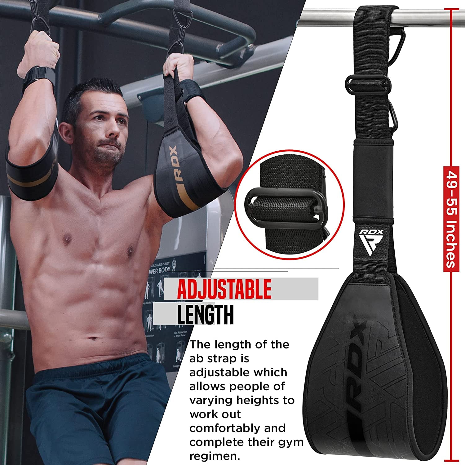 RDX Ab Straps, N-TearX Maya Hide Leather, 6mm Neoprene Padding, Abdominal Trainers