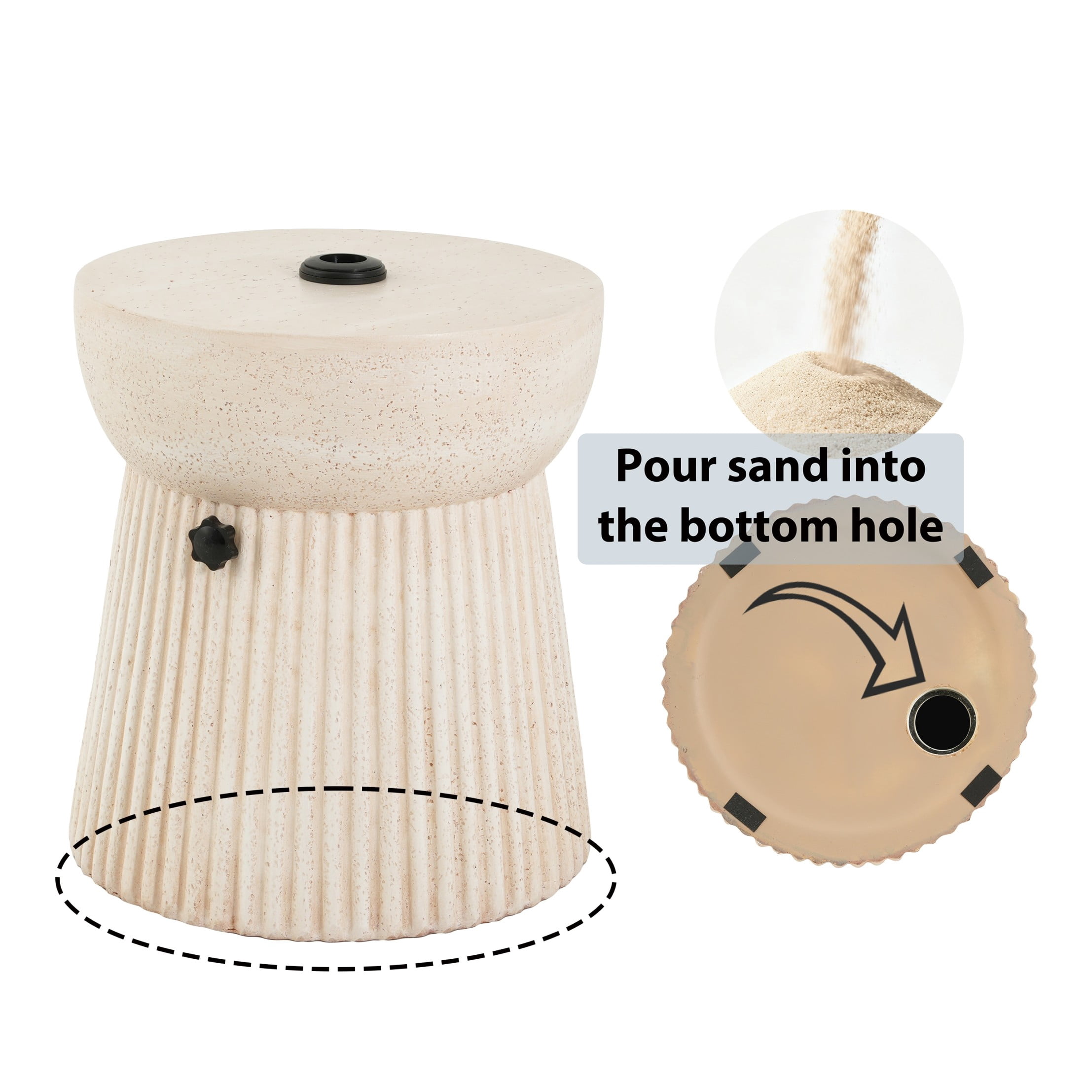 Christopher Knight Home Sand Fillable MGO Hourglass Umbrella Base Side Table, Beige Travertine