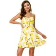 thumbnail image 1 of INSPIRE CHIC Robe à Bretelles Spaghetti avec Nœud et Pois Citron pour Femmes, 1 of 5