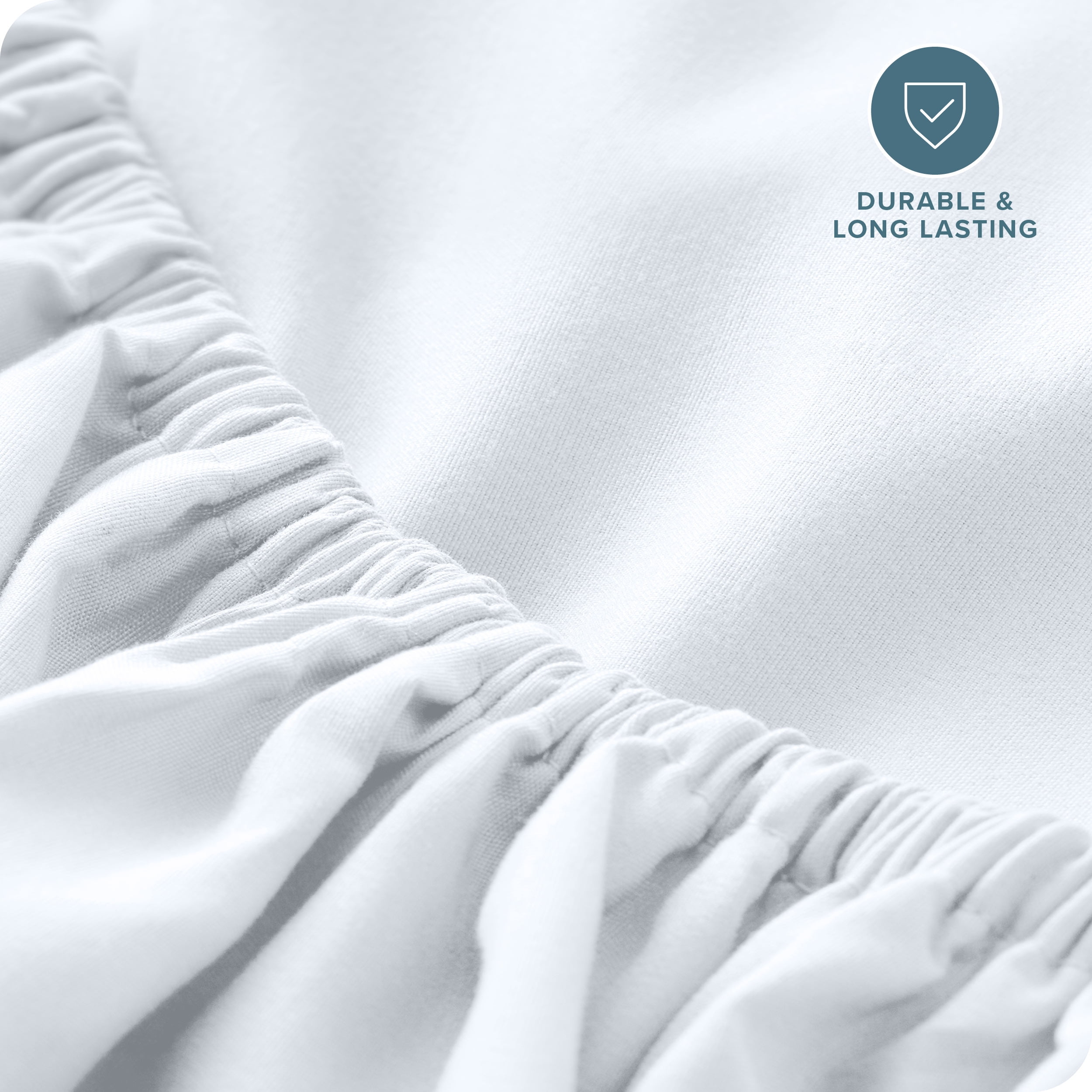 Bare Home Luxury 1800 Collection Fitted Sheet, Ultra-Soft, Deep Pocket, Short Queen, White