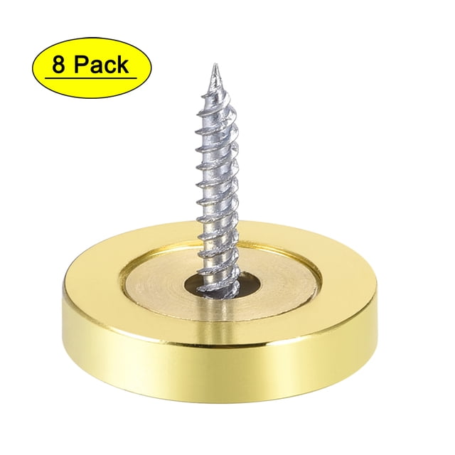 Tornillos de espejo Uxcell 0.98'' tapa decorativa cubre clavos acero inoxidable pulido dorado 8 piezas