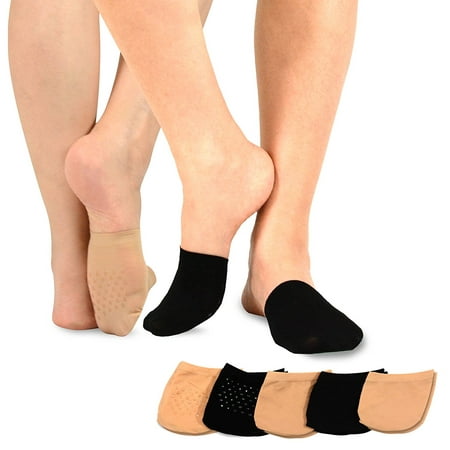TeeHee Womens Seamless Toe Topper Liner Socks 5-Pack with Non-Skid