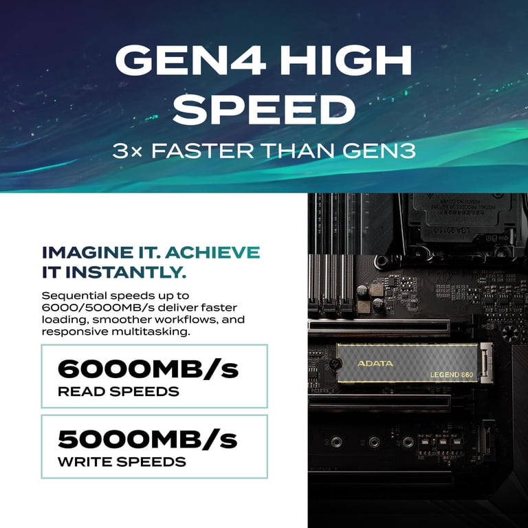 ADATA LEGEND 860 2TB PCIe Gen4 NVMe M.2 Internal SSD, 6000MB/s