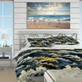 thumbnail image 3 of Designart "Hokusai's Waves In Patterned Tribute II" Green Coastal Bedding Covert Set - Nautical & Coastal Bed Set With 1 Sham, 3 of 5