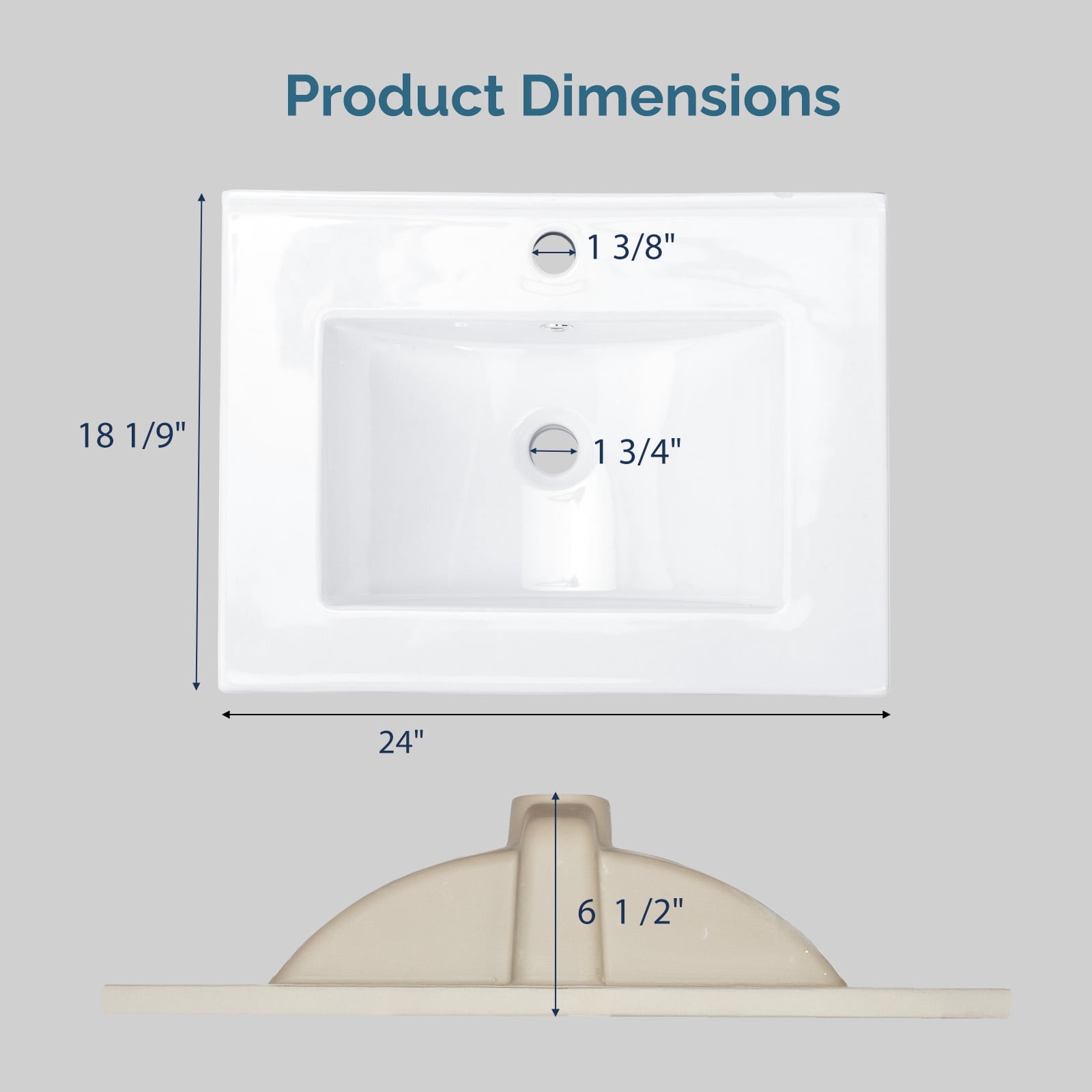 Ktaxon Fluted 24'' Bathroom Vanity Set with Sink Ceramic Top & U - shaped Shelf, Oak (Split Two Packages for Delivery)