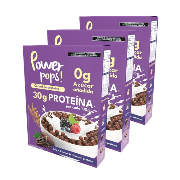 3 Pack Power Pops! Cereal de proteína de suero de leche sin azúcar sabor chocolate