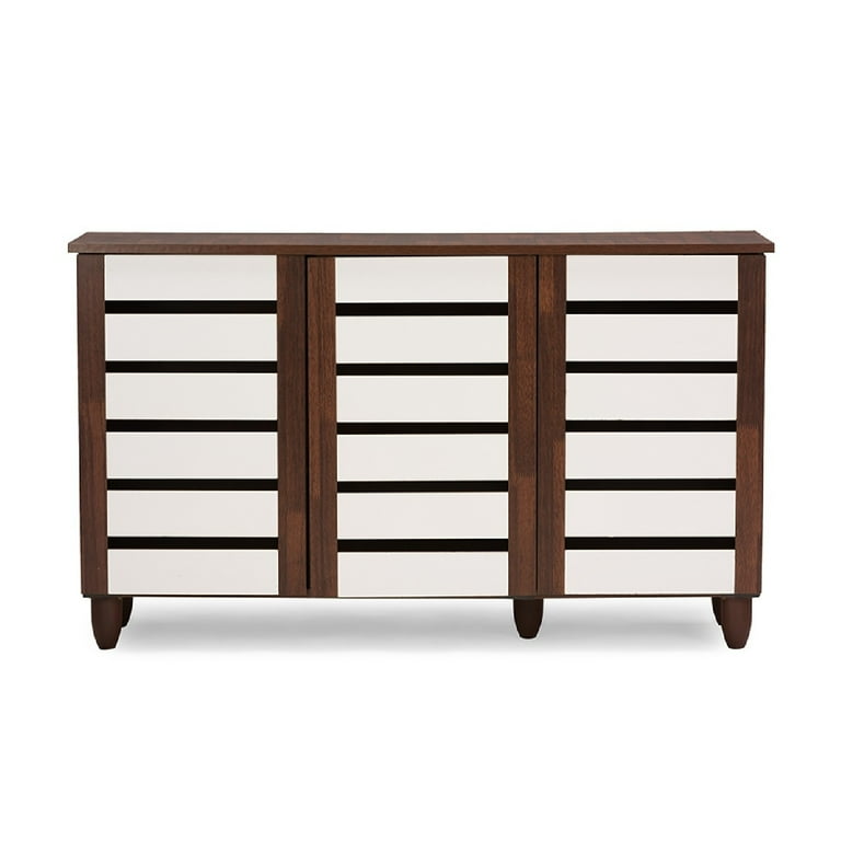 Baxton Studio Gisela Oak and White 2-tone Shoe Cabinet With