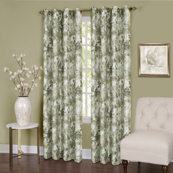 dxynlzq Tranquil Trees Grommet Top Insulated Room Darkening Thermal Black Out Window Curtain Panel Green 50" X 84"