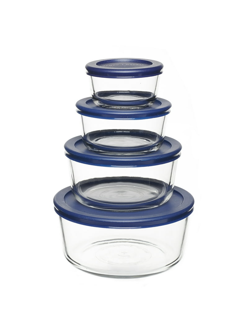 Anchor Hocking Glass Food Storage Containers with Lids, 8 Piece