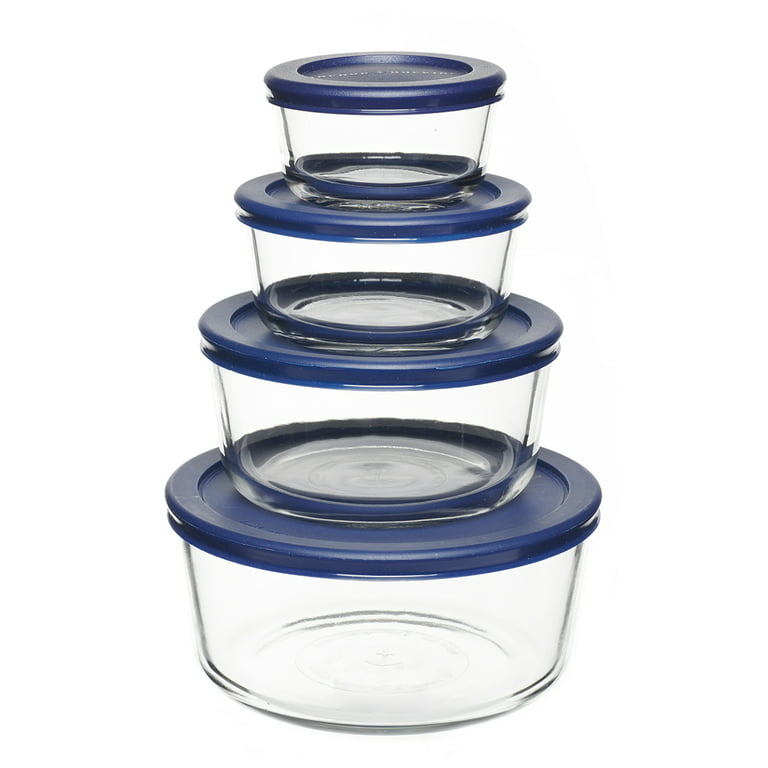 Anchor Hocking Glass Food Storage Containers with Lids, 1 Cup Round, Set of  4