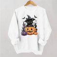 thumbnail image 2 of Gamivast Halloween Graphic Pullover Sweatshirts for Women Cute Cat In Pumpkin Print Long Sleeve Fall Tops Lightweight Comfortable Crewneck Casual Novelty Jumper Shirt White XL, 2 of 6