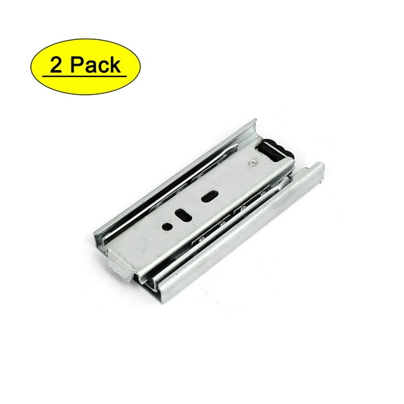 Uxcell 4 inch 3 Sections Telescoping Ball Bearing Damper Drawer Slide Silver Tone 2Pcs Metal