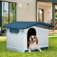 thumbnail image 2 of 28.5'' Plastic Dog House Outdoor Indoor Doghouse Puppy Shelter Water Resistant Easy Assembly Sturdy Dog Kennel with Air Vents and Elevated Floor (28.5''L*26''W*28''H, Blue), 2 of 16