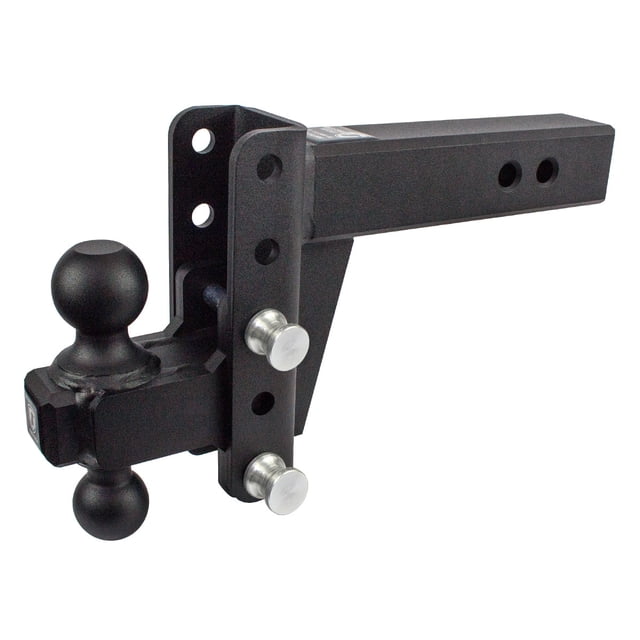 Bulletproof Hitches Trailer Hitch Ball Mount HD254 For 2-1/2 Inch Receiver; Lockable Lock Sold Separate; 22 000 Pound Gross Trailer Weight; Adjustable 4 Inch Drop/4 Inch Rise; Non Swivel