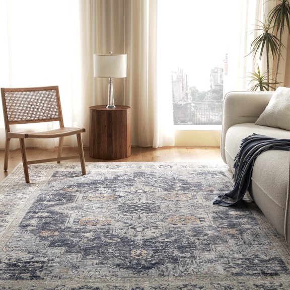Sleep Zone 2x3 Area Rug for Bedroom, Machine Washable Area Rugs for Living Room, Low Pile Lightweight Non Slip Carpet, Vintage Rug for Dining Room, Home Office, Teal