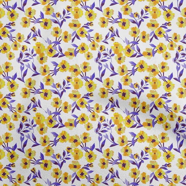 oneOone Velvet Yellow Fabric Floral Sewing Craft Projects Fabric Prints By Yard 58 Inch Wide