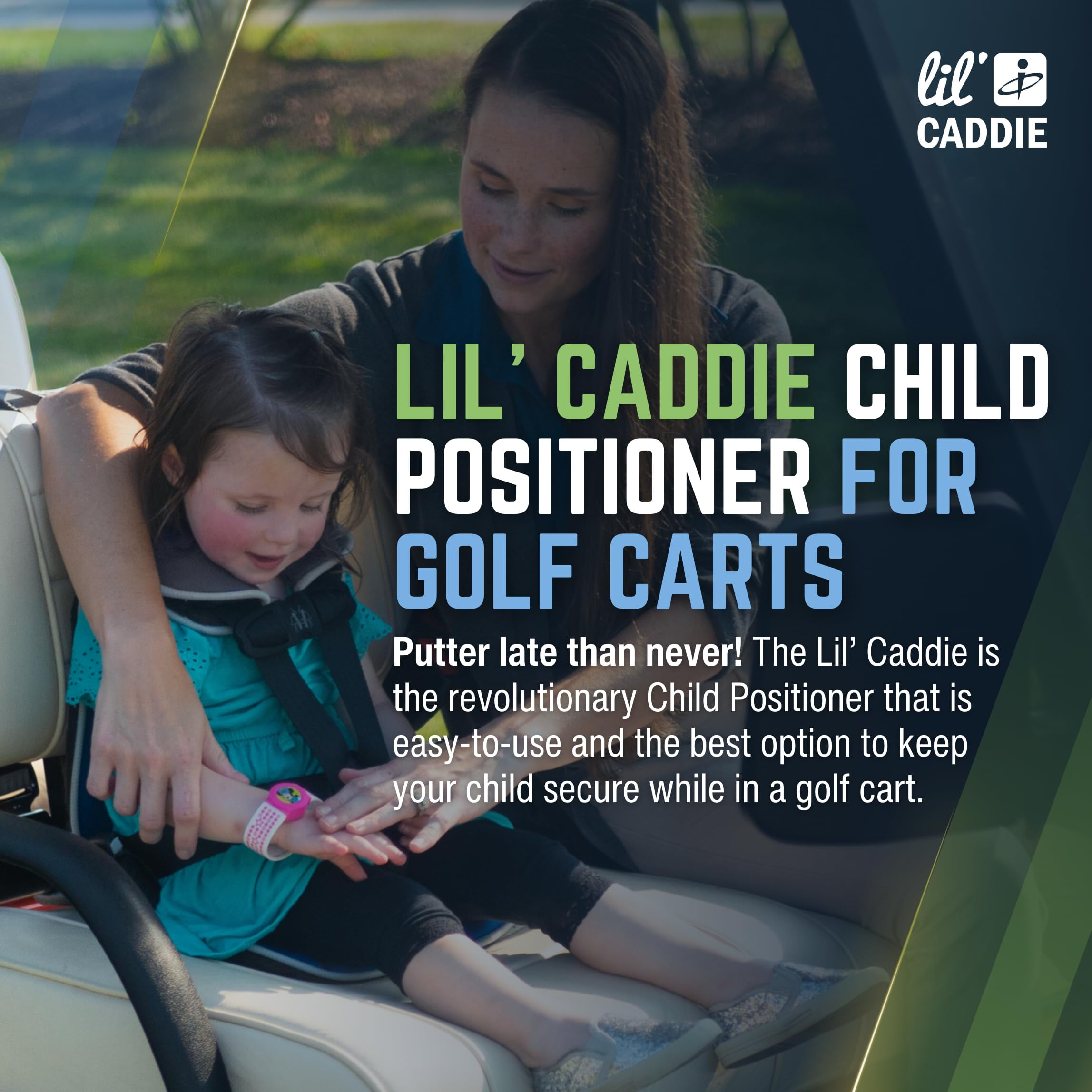 Lil’ Caddie Child Positioner for Golf Carts, 5-Point Positioner Designed to Secure Children in Golf Carts Under 15mph, Charcoal