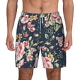 thumbnail image 2 of Picia Vintage Floral pattern Mens Swim Trunks with Compression Liner Stretch Beach Shorts Quick Dry with Zipper Pockets No-Chafing Board Shorts-Large, 2 of 9